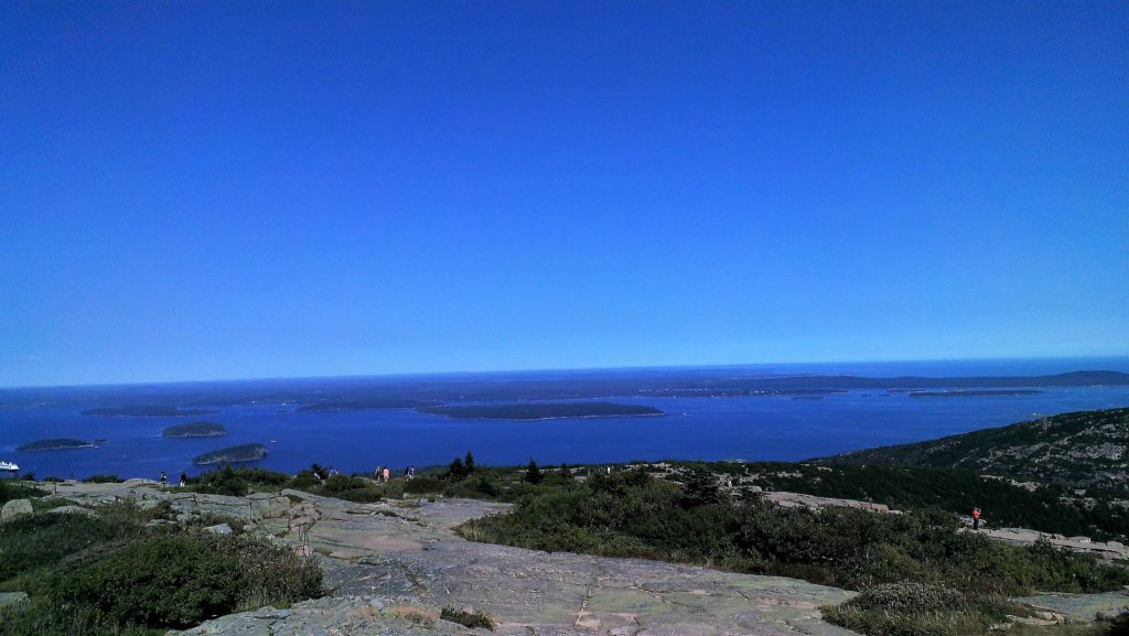 Acadia National Park, the top of Cadillac Mountain overlooking Frenchman Bay and some of Maine's  islands.