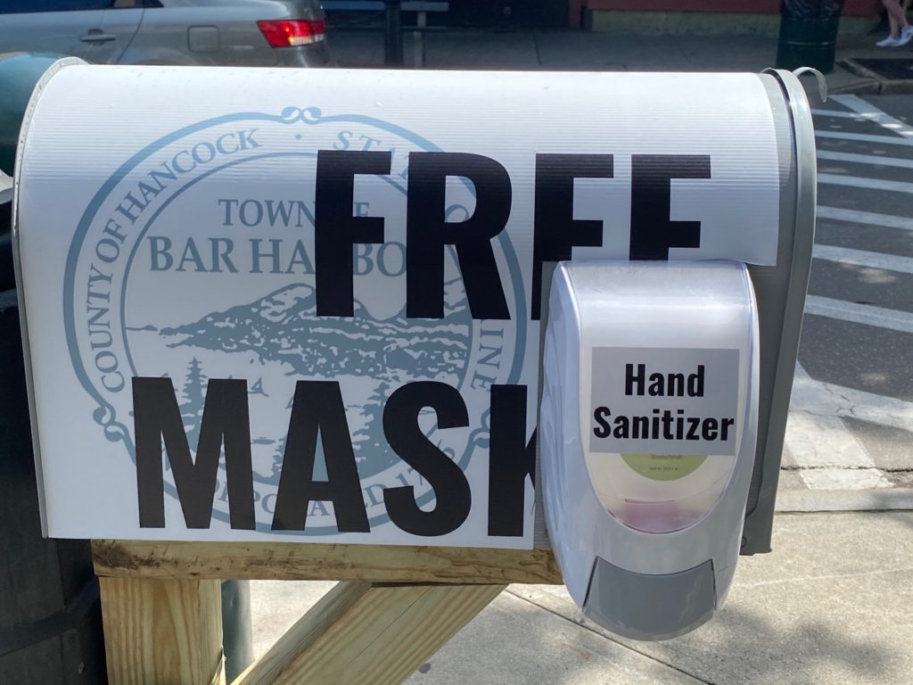 Bar Harbor Maine Free Mask and Sanitizers, keeping our community safe, Geddy's Covid Fall Guide to visiting Bar Harbor, Maine