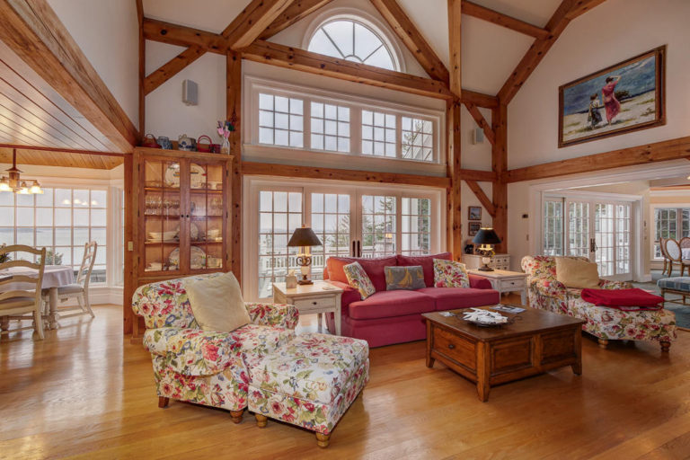 Geddys blog on MDI real estate market, featuring spectacular Sol Cliff in Bar Harbor with views of the Bay from living area.