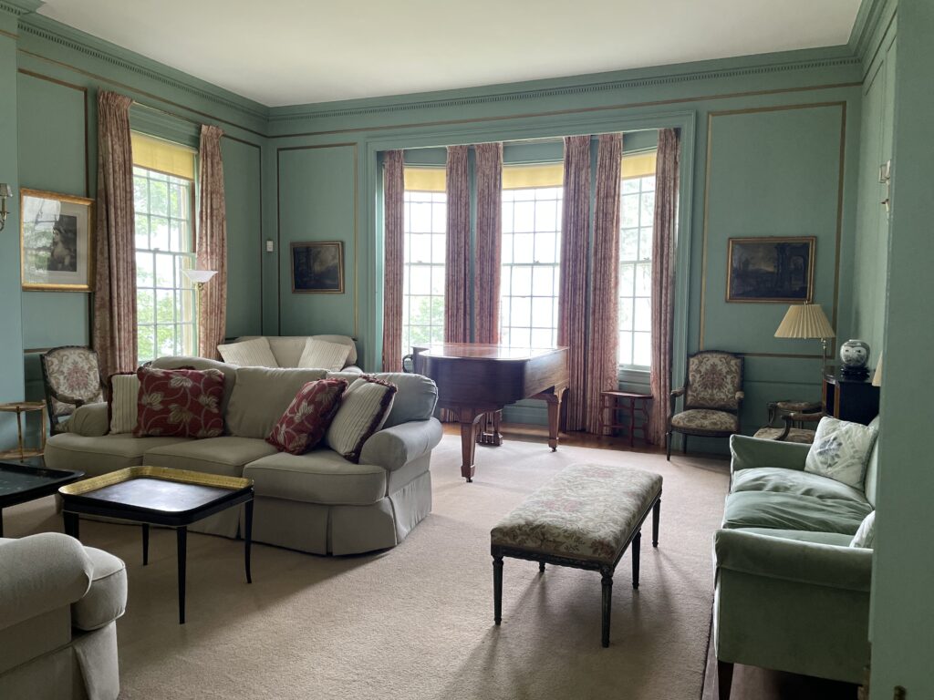 The parlour of the Bayview cottage, the last cottage built during Bar Harbor's Age of Opulence