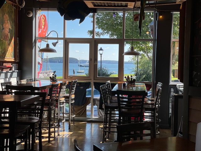 Geddy's, a favorite Bar Harbor restaurant, offering a beautiful view of the waterfront.  
