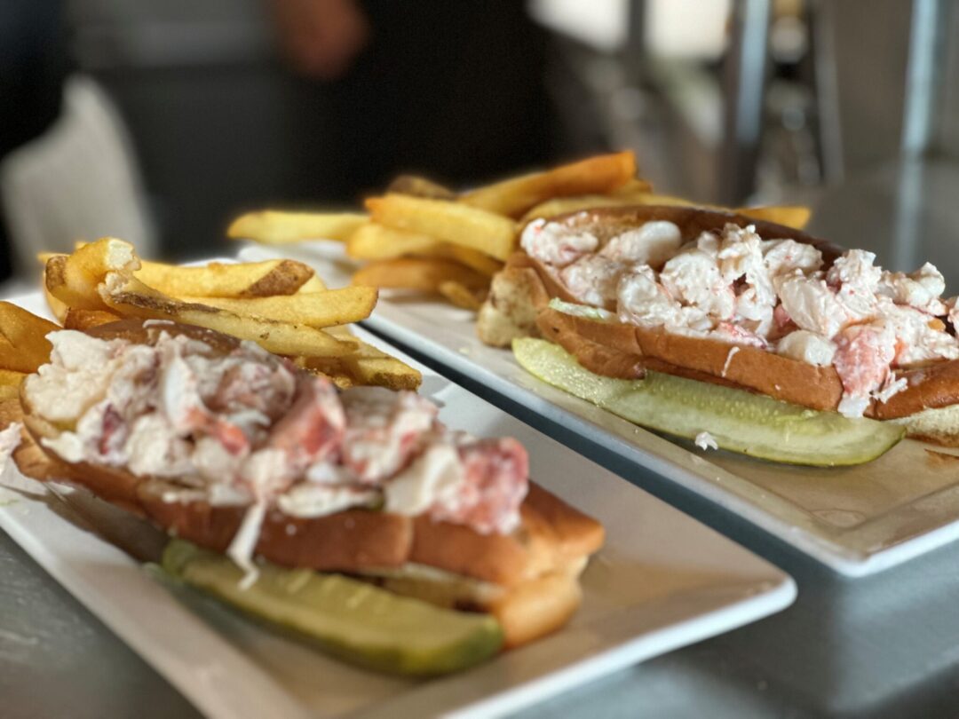 Maine lobster rolls at Geddy's in Bar Harbor, Maine